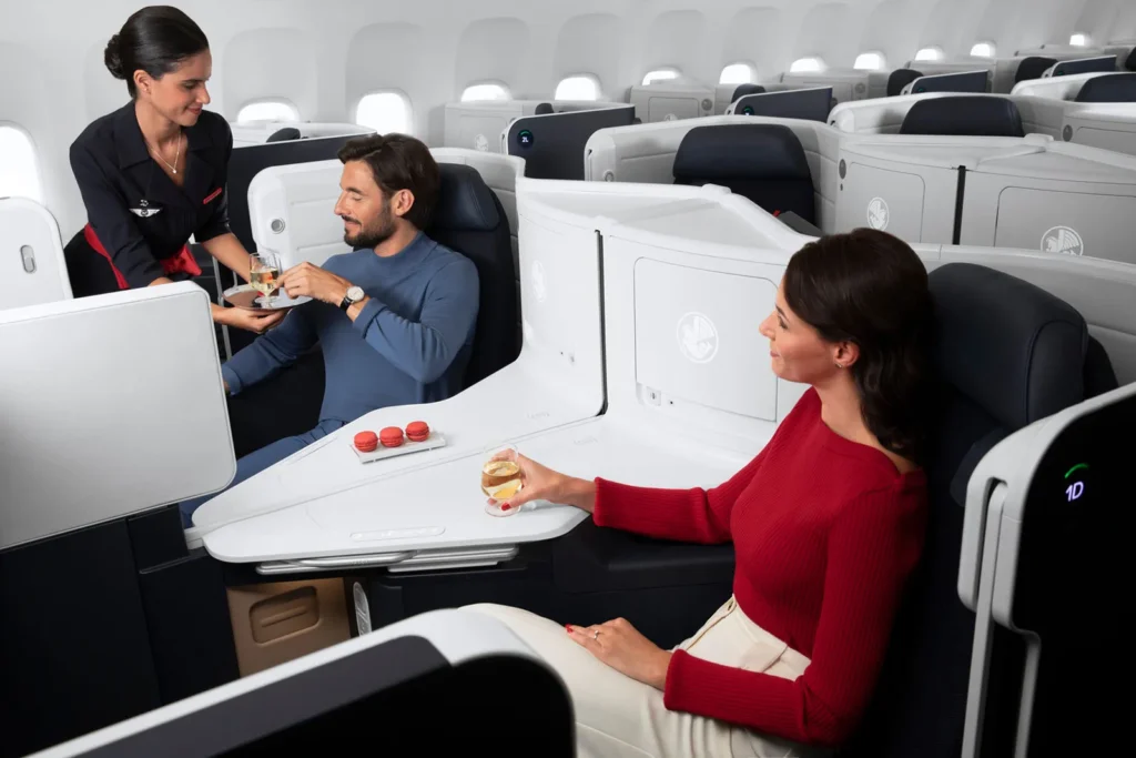 Air France Business Class cabin featuring elegant seating and refined French interior design