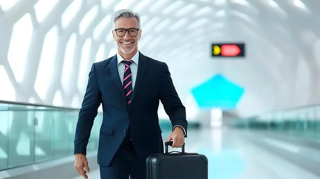 Premium business traveler departing from Delhi airport with seamless luxury travel planning support