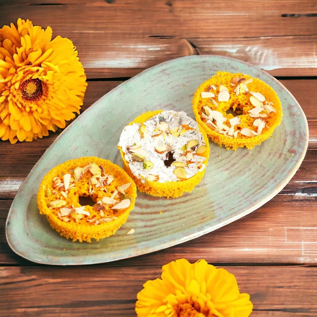 Ghevar traditional Rajasthani sweet dessert served during festivals