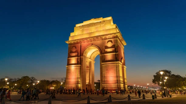 India Gate and Kartavya Path near Amrit Udyan Delhi showing Lutyens Delhi heritage area