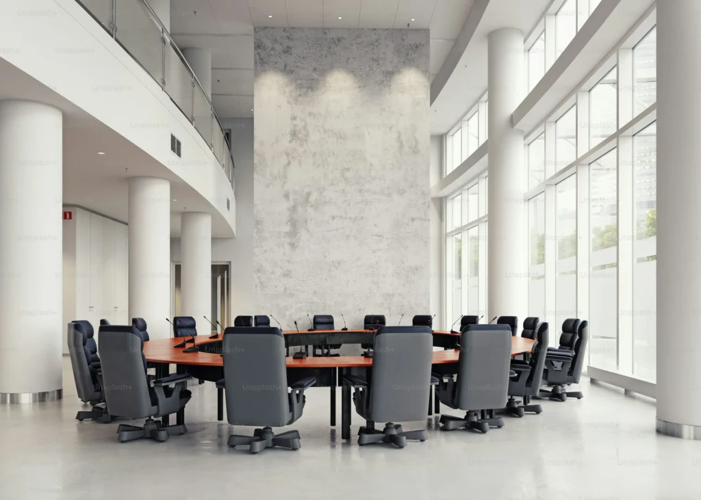 International business conference setup in a modern convention center