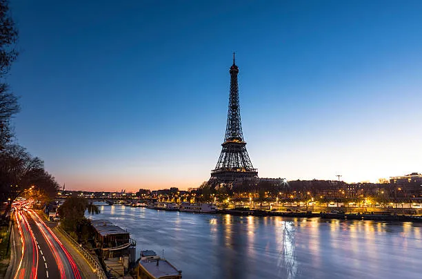 Paris skyline with Eiffel Tower symbolizing cultural connection between Delhi and France