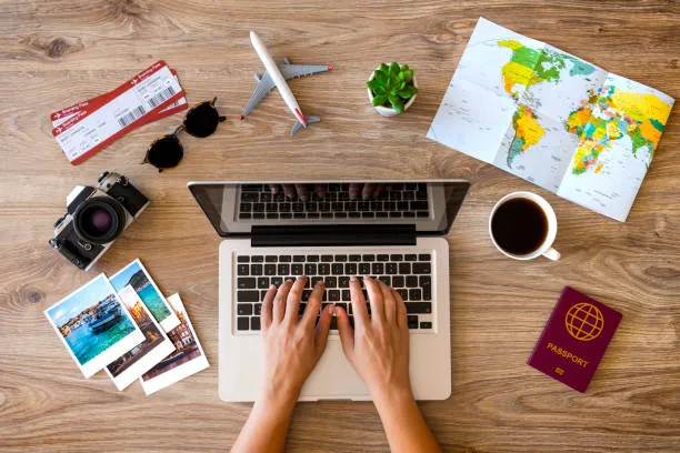 International travel planning with passport and itinerary documents