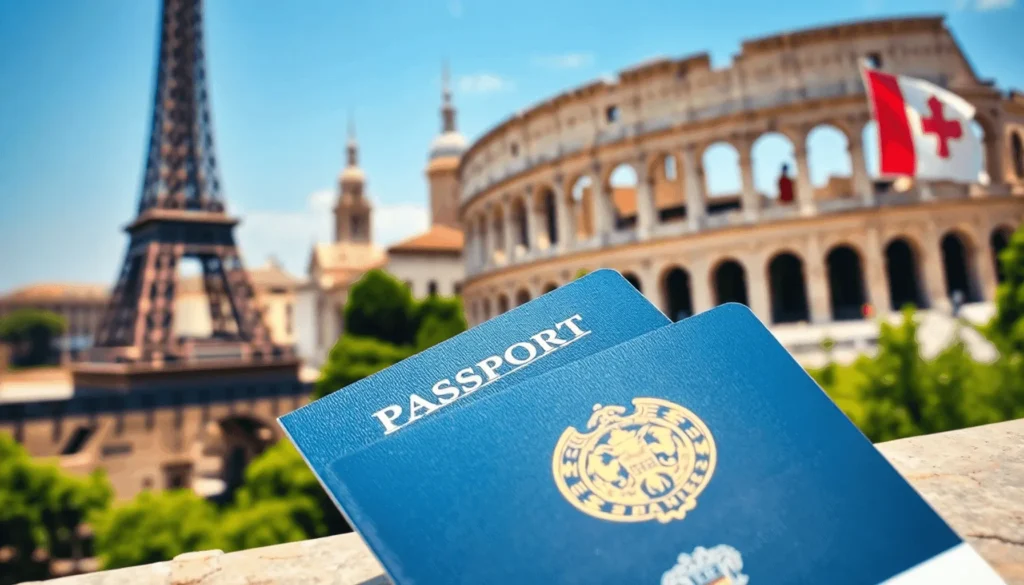 Indian traveller holding passport with Schengen visa preparing for Europe travel