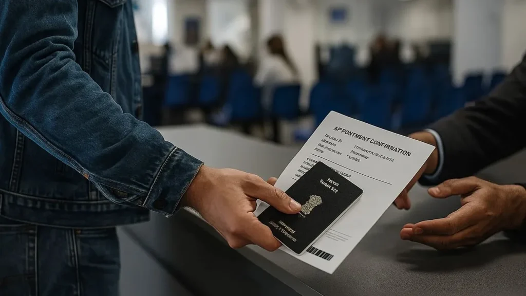 Indian e passport chip symbol showing RFID biometric passport technology introduced in 2026
