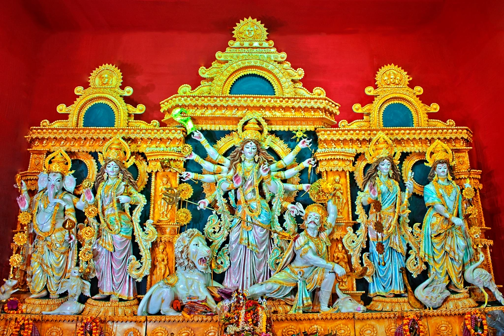 Artisans creating Durga idols in Kumartuli North Kolkata